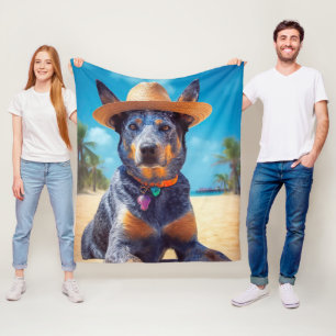 Australische runderen op het strand, cadeau voor h fleece deken