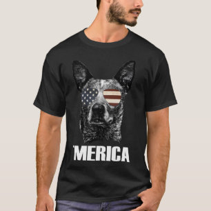 Australische Rundvee Hond Amerika VS Vlag Zonnebri T-shirt