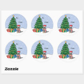 Australische Rundvee Hond en Kerstboom Ronde Sticker (Vel)