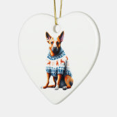 Australische Rundvee Hond in Kersttrui Keramisch Ornament (Links)