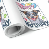 Australische Rundvee Hond met Ballonnen Verjaardag Cadeaupapier (Rol Hoek)