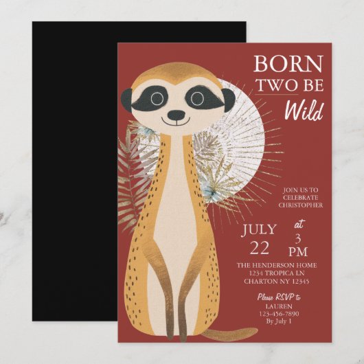 Australische Safari Born Two Be Wild Verjaardag Kaart (Voorkant / Achterkant)