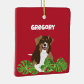 Australische Schelherd Aussie Cog Aangepaste foto Keramisch Ornament (Rechts)