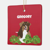 Australische Schelherd Aussie Cog Aangepaste foto Keramisch Ornament (Links)