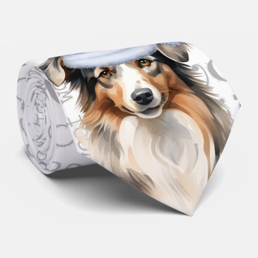 Australische Shepherd Christmas Dog Lovers Stropdas (Opgerold)