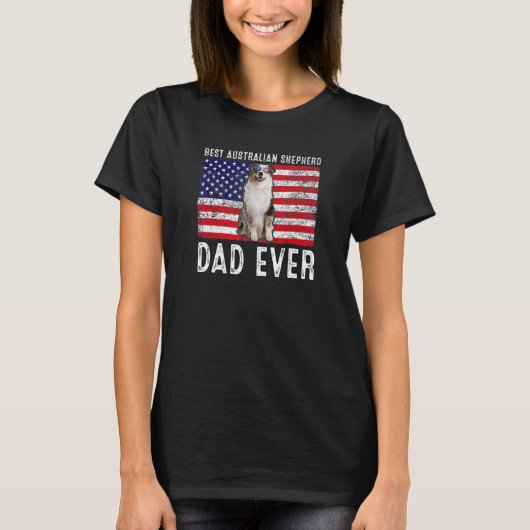 Australische Shepherd Dad Usa American Flag T-shirt (Voorkant)