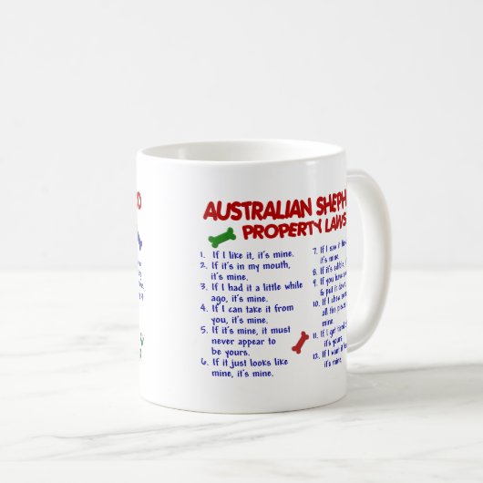 AUSTRALISCHE SHEPHERD Property Laws 2 Koffiemok (Voorkant rechts)