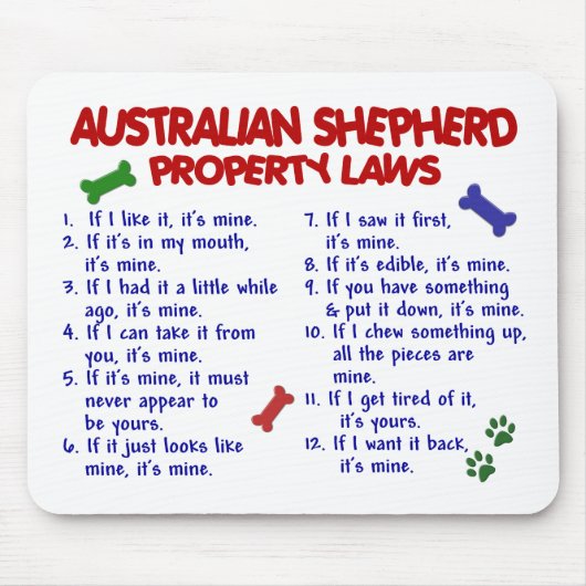 AUSTRALISCHE SHEPHERD Property Laws 2 Muismat (Voorkant)