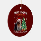 Australische Silky Terrier-kerstboomkerstmis Keramisch Ornament (Rechts)