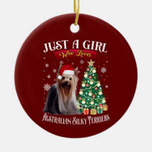 Australische Silky Terrier-kerstboomkerstmis Keramisch Ornament