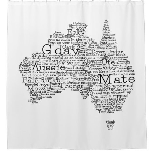 Australische slang-kaart douchegordijn (Voorkant)