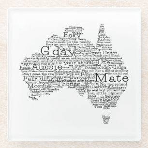 Australische slang-kaart glazen onderzetter