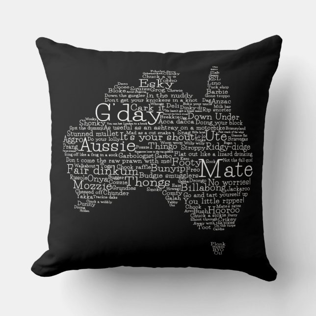 Australische slang-kaart kussen (Voorkant)