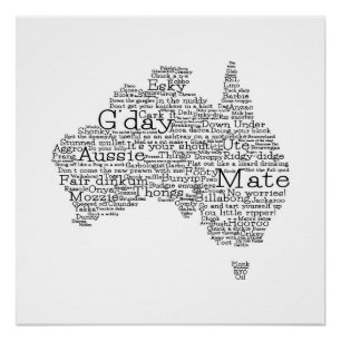 Australische slang-kaart poster