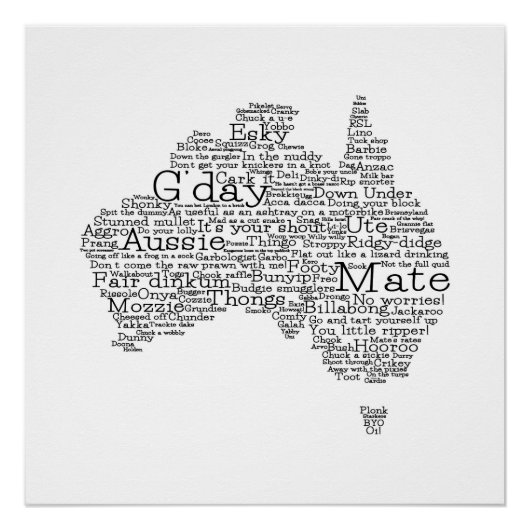 Australische slang-kaart poster (Voorkant)