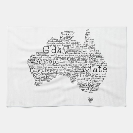 Australische slang-kaart theedoek (Horizontaal)