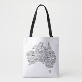 Australische slang-kaart tote bag
