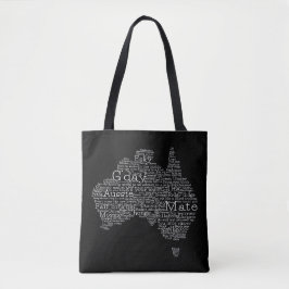 Australische slang-kaart tote bag
