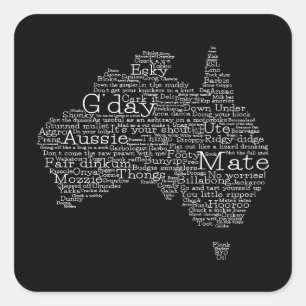 Australische slang-kaart vierkante sticker