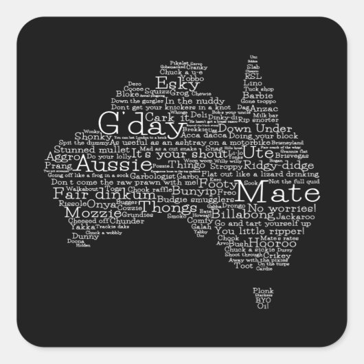 Australische slang-kaart vierkante sticker (Voorkant)