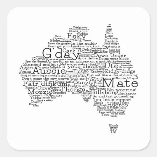 Australische slang-kaart vierkante sticker (Voorkant)