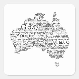Australische slang-kaart vierkante sticker