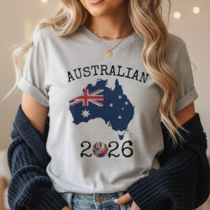Australische Socceroos 2026 Vintage Vlagkaart T-shirt