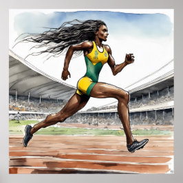 Australische Sprinter Watercolour Kunstprint Poster