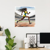 Australische Sprinter Watercolour Kunstprint Poster (Thuiskantoor)