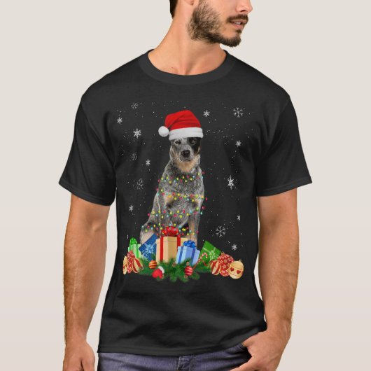 Australische stierenhaas met kerstlampjes Puppy Do T-shirt (Voorkant)
