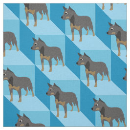 Australische stierenhond op blauwe kubussen stof