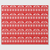 Australische stierenhond Silhouettes kerstrood Cadeaupapier (Vlak)