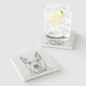 Australische stierenschilderingen - Kute Original Stenen Onderzetter (Zijkant)