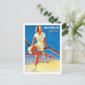 Australische stranden, jongeren aan de kust, vinta briefkaart (Staand voorkant)