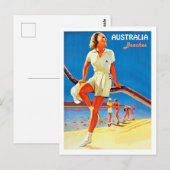 Australische stranden, jongeren aan de kust, vinta briefkaart (Voorkant / Achterkant)