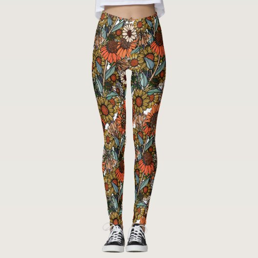 Australische Struik Wildflower Garden Leggings (Voorkant)