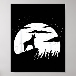 Australische Stumpy Tail Cattle Dog En Maan Poster