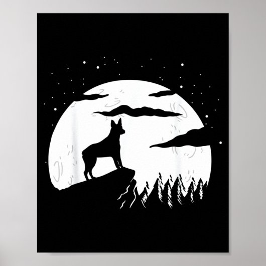 Australische Stumpy Tail Cattle Dog En Maan Poster (Voorkant)