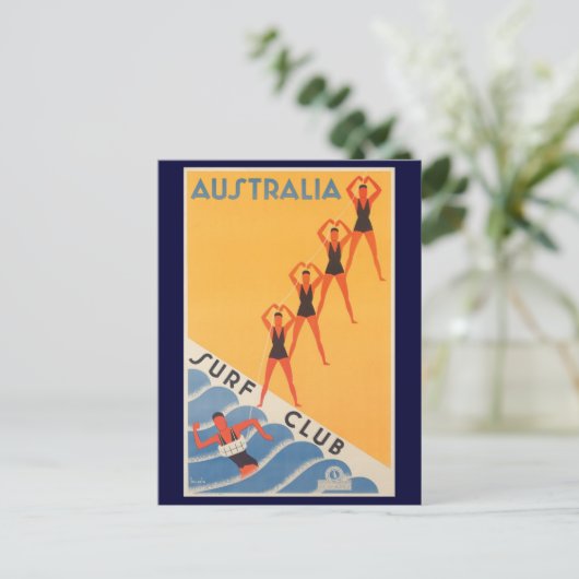 Australische surf club vintage poster briefkaart (Staand voorkant)
