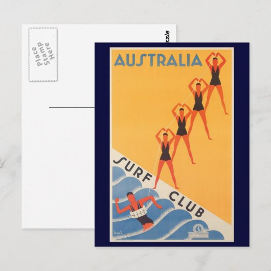 Australische surf club vintage poster briefkaart (Voorkant / Achterkant)