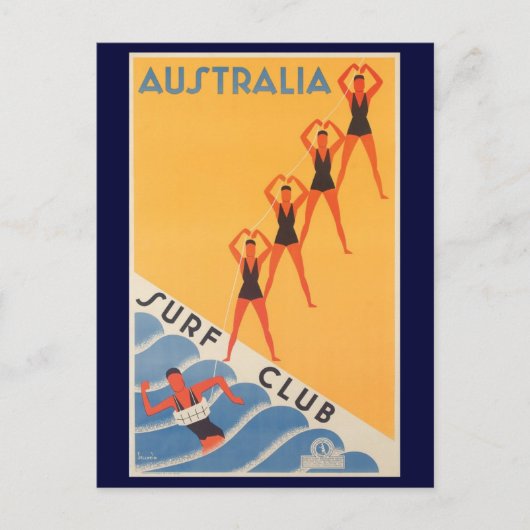 Australische surf club vintage poster briefkaart (Voorkant)