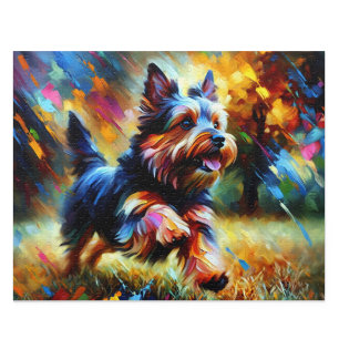 Australische Terrier Acryl Kunst: Blauwe en Lichtb Legpuzzel