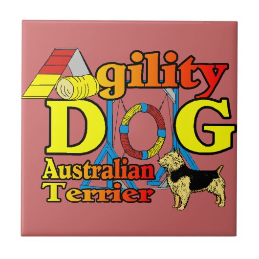 Australische Terrier Agility Tegeltje (Voorkant)