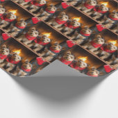 Australische Terrier bij de Haard Kerstmis Cadeaupapier (Hoek)