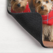Australische Terrier bij de Haard Kerstmis Muismat (Hoek)
