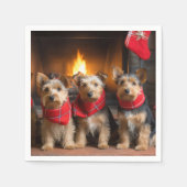 Australische Terrier bij de Haard Kerstmis Servet (Voorkant)