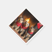 Australische Terrier bij de Haard Kerstmis Servet (Hoek)