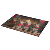 Australische Terrier bij de Haard Kerstmis Snijplank (Hoek)