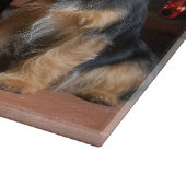 Australische Terrier bij de Haard Kerstmis Snijplank (Hoek)