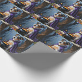 Australische terriër grillig Halloween schilderij Cadeaupapier (Hoek)